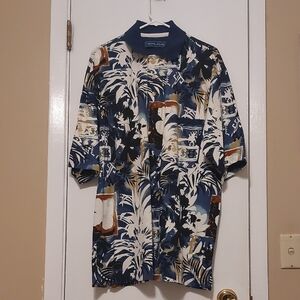 Men's Nicklaus Brand Blue and White Patterned Golf Shirt